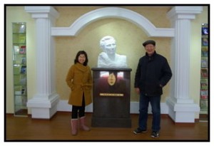 The curator, Mr Li, and his assitant just inside the main entrance of the new museum.